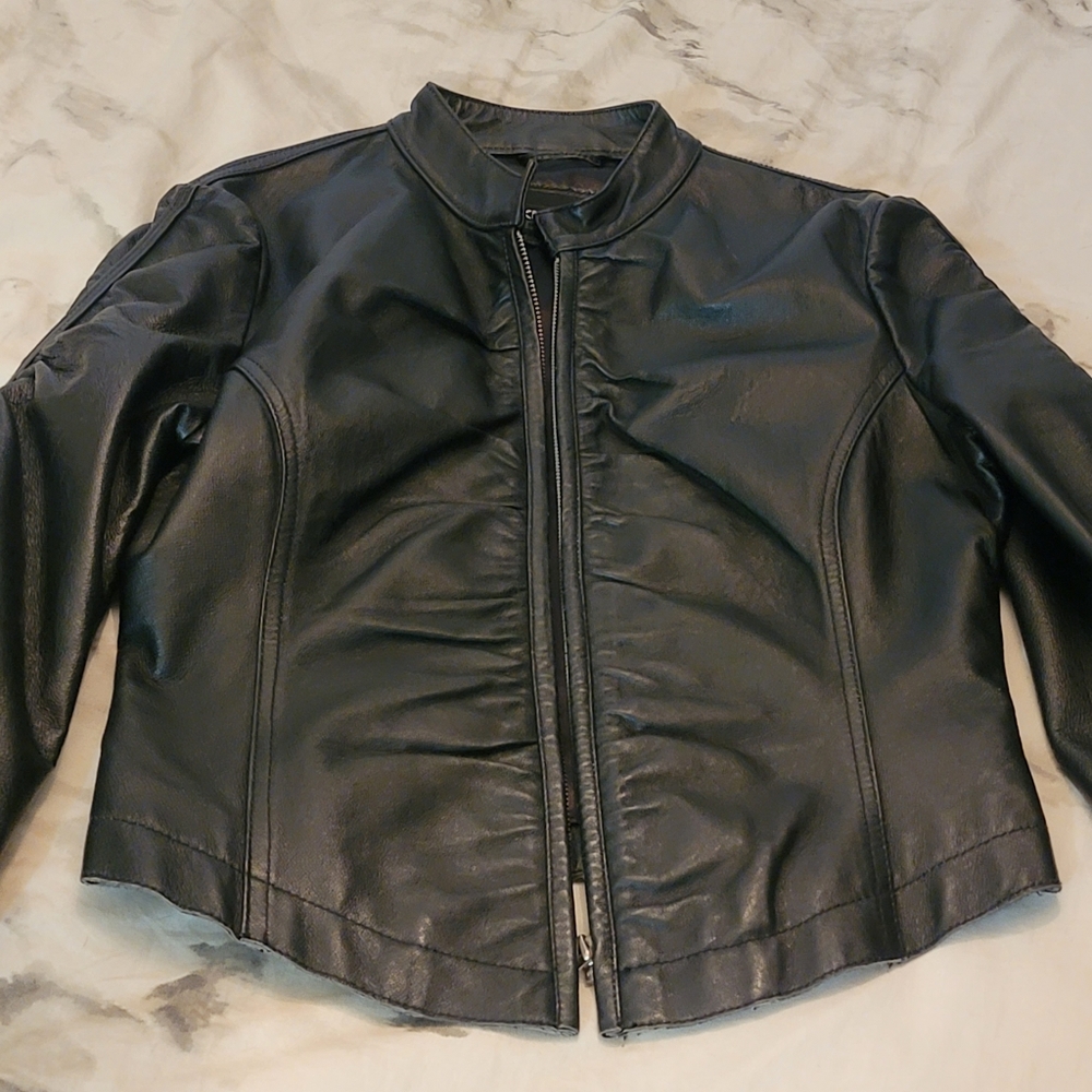 Leather Moto Jacket Black Small